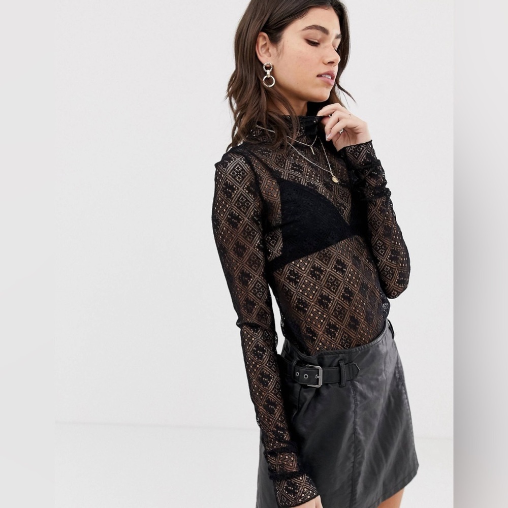 Free People Sweet Memories sheer turtle neck layering top